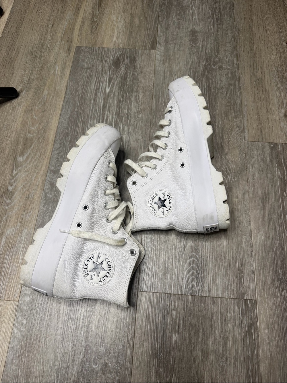 Converse White Lace-Up Platform Lug Sole High-Top Boots